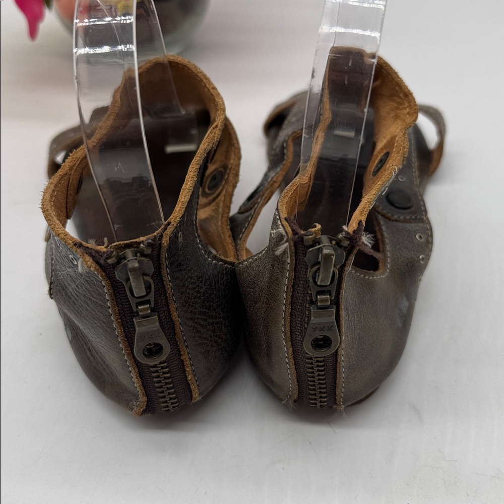 Bed Stu Dark Brown Leather Studded Cutout Sandals - Picture 3 of 7